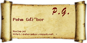 Pehm Gábor névjegykártya